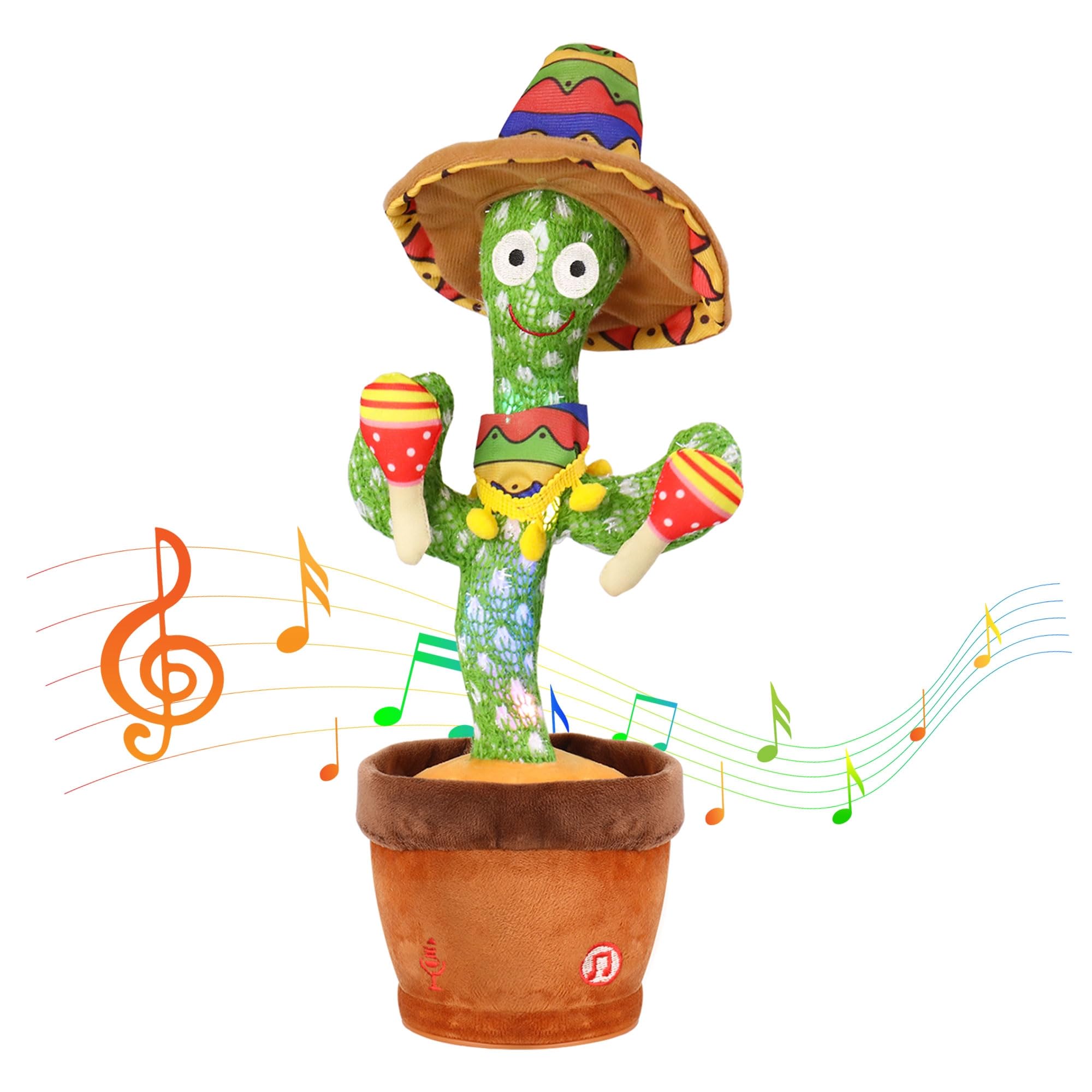 Edencomer Tanzender Sprechender Kaktus, Singender Kaktus Spielzeug nachsprechen, Interaktive Plüschtier für Kinder, Ostern Geschenke für Jungen Mädchen Erwachsene (Drummer)