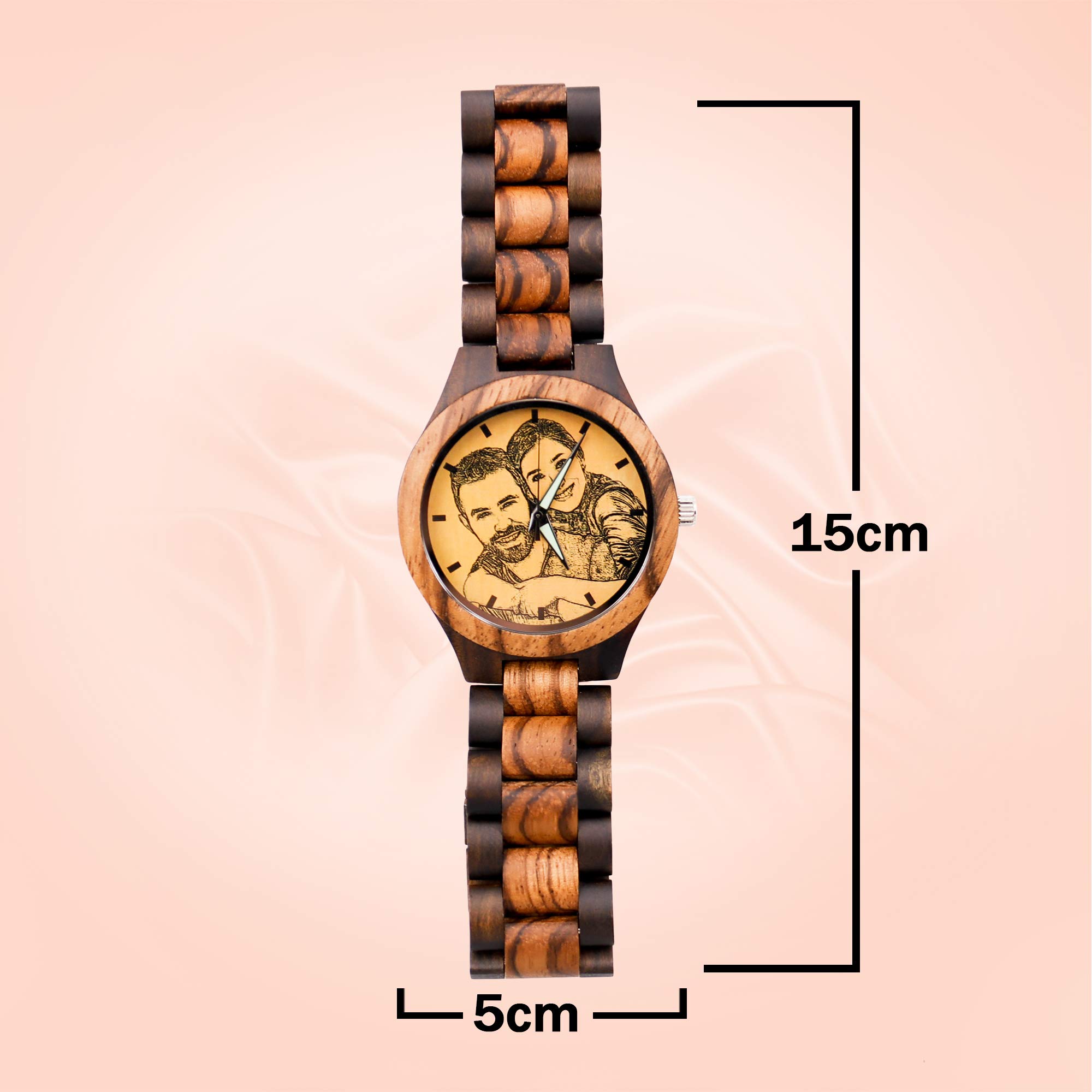 Montre en Bois pour Homme avec Photo Montre Photo De Père Personnalisée avec Texte Montre De Poche Personnalisée avec Cadre Photo Cadeau De Photo De Fête des Pères pour Papa Mari