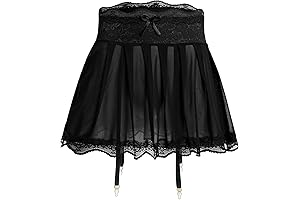 Men's Sissy Crossdressing Lingerie Sheer Mini Skirt with Garters Belt