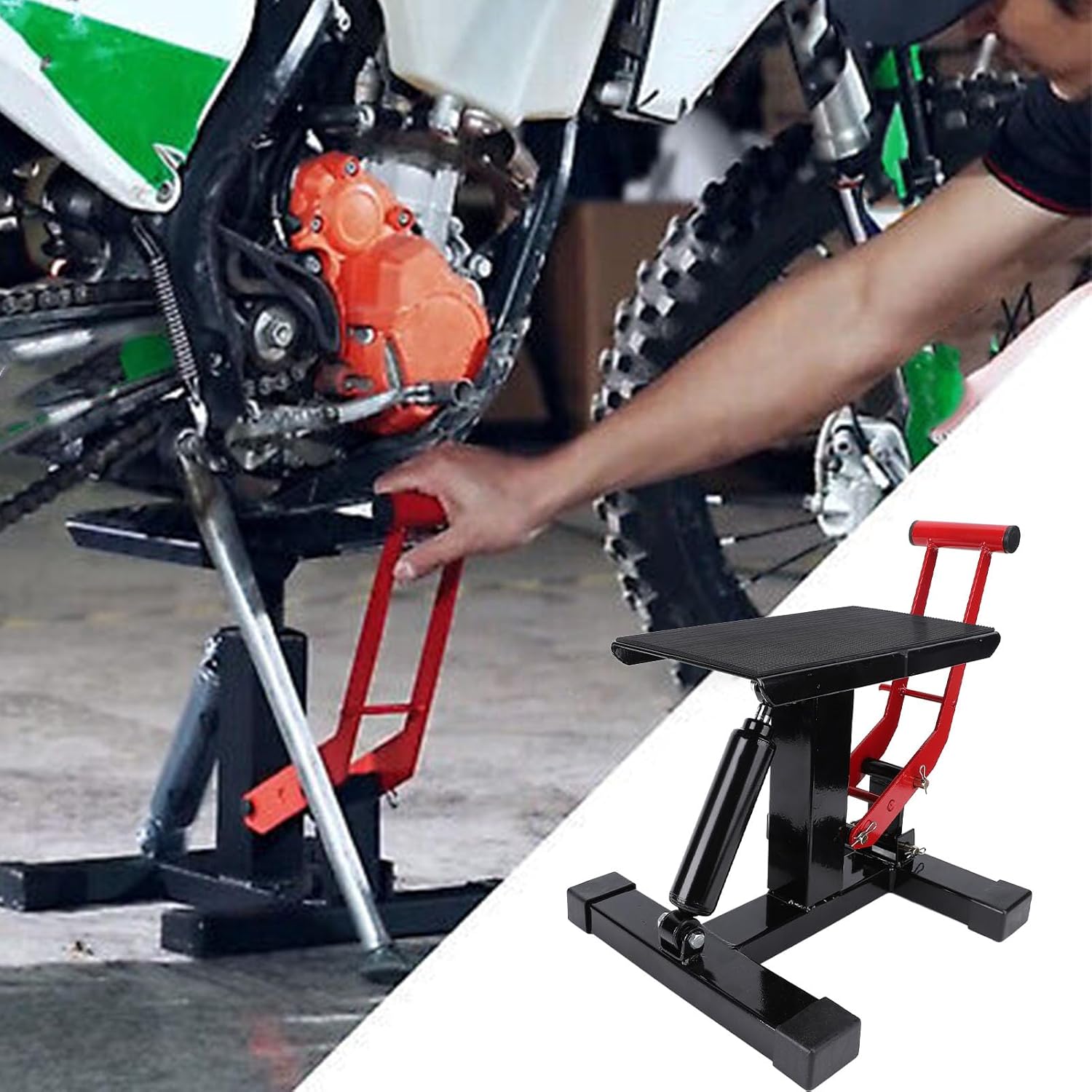 Motorcycle Jack Lift Stand 330Lbs Adjustable Height for Offroad Motorcycle Maintenance Repair