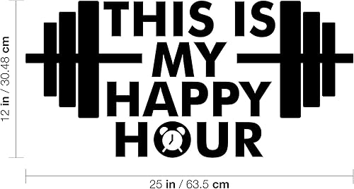 Miniatura 3 de Calcomanía de vinilo para pared, This is My Happy Hour, 12 x 25 pulgadas, diseño de mancuernas motivacionales, positivas, saludables, para gimnasio,