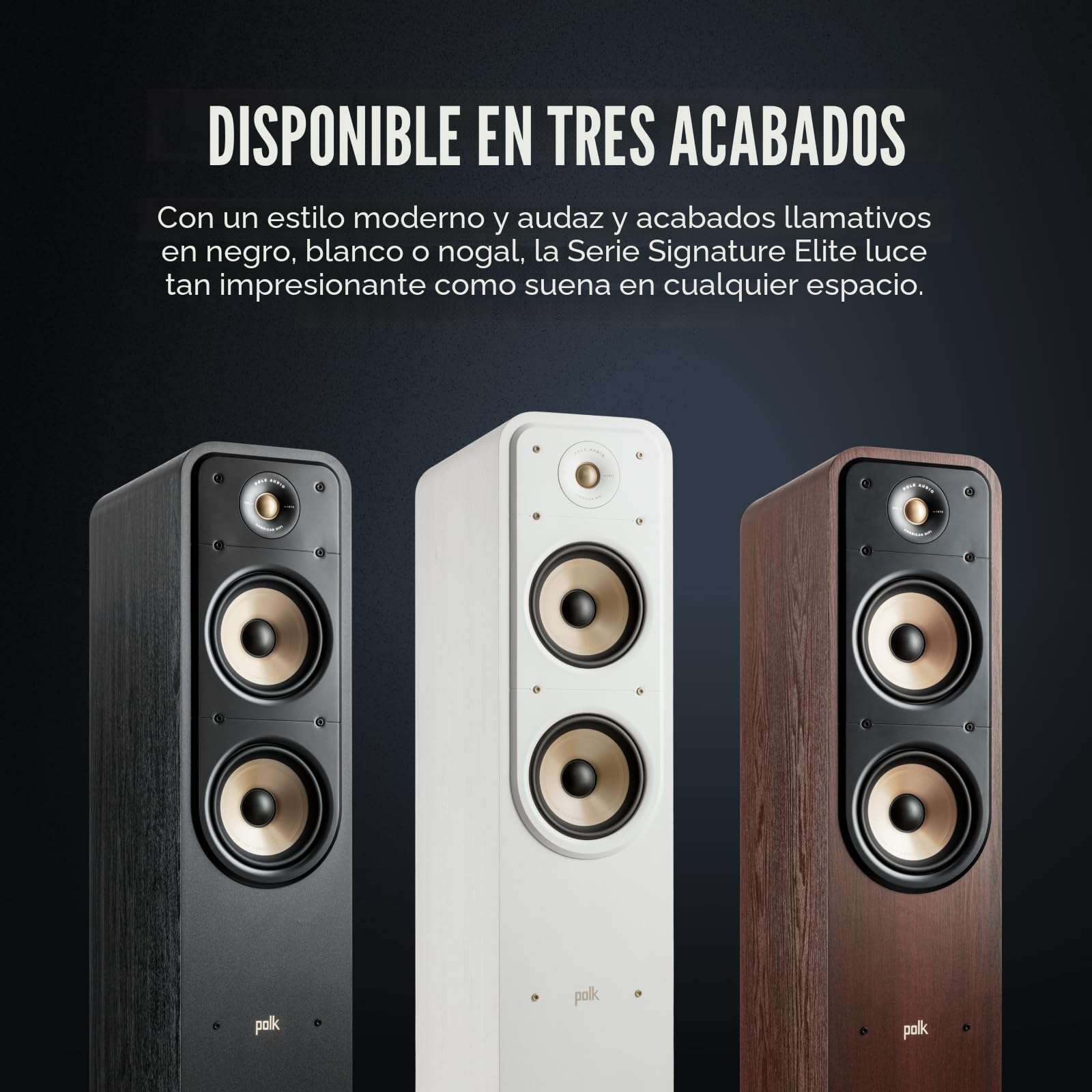 Polk Audio Signature Elite ES55 - Altavoz de Torre con Certificado de de Alta resolución y Dolby Atmos y DTS: Compatible con X, Tweeter de 1 Pulgada y (2) Woofers de 6,5 Pulgadas, Color Blanco