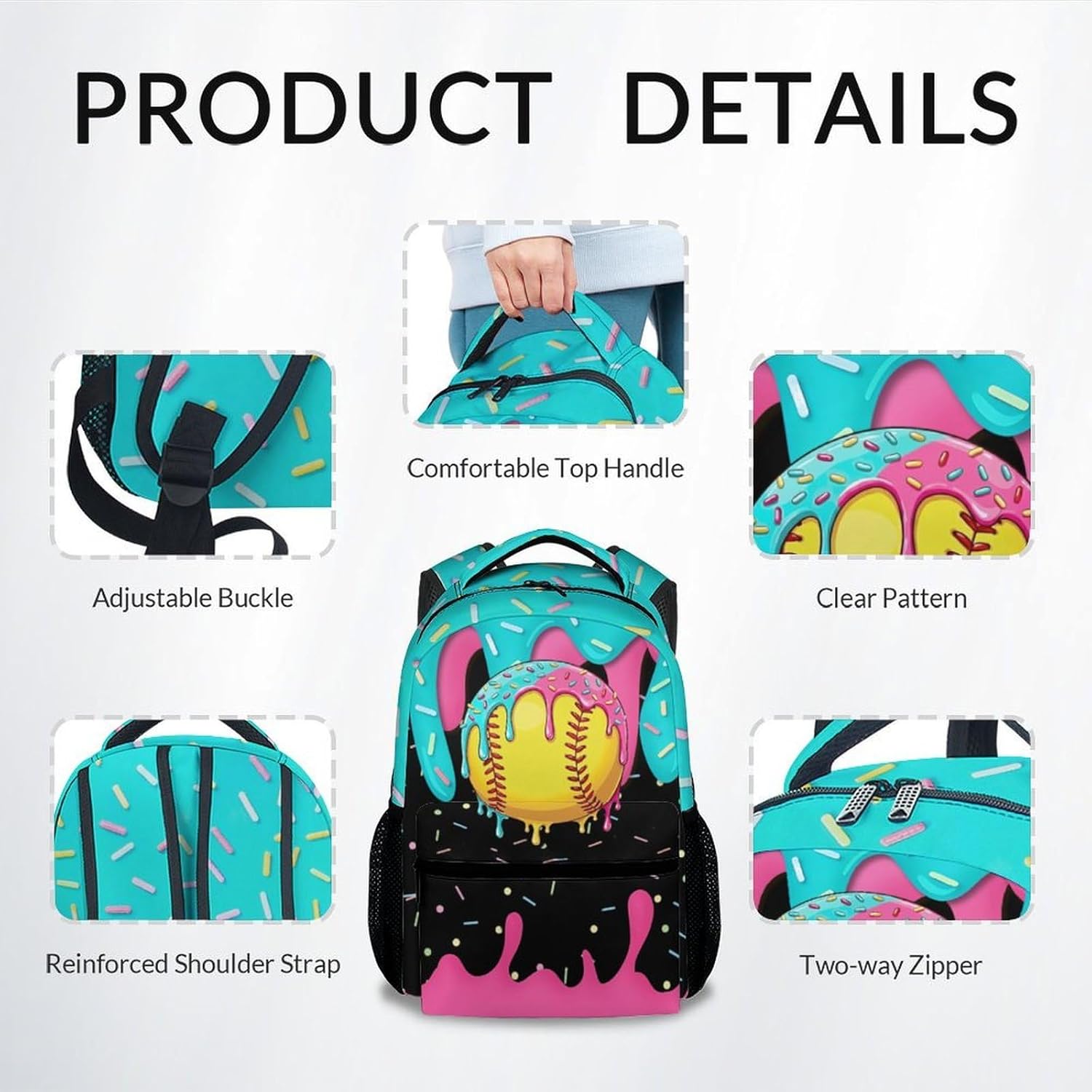 Softball Backpack for Girls Kids - Kids Backpacks Youth Player Gift 17" Drip Design Girls Bookbag Sports School Bag for Kindergarten Elementary