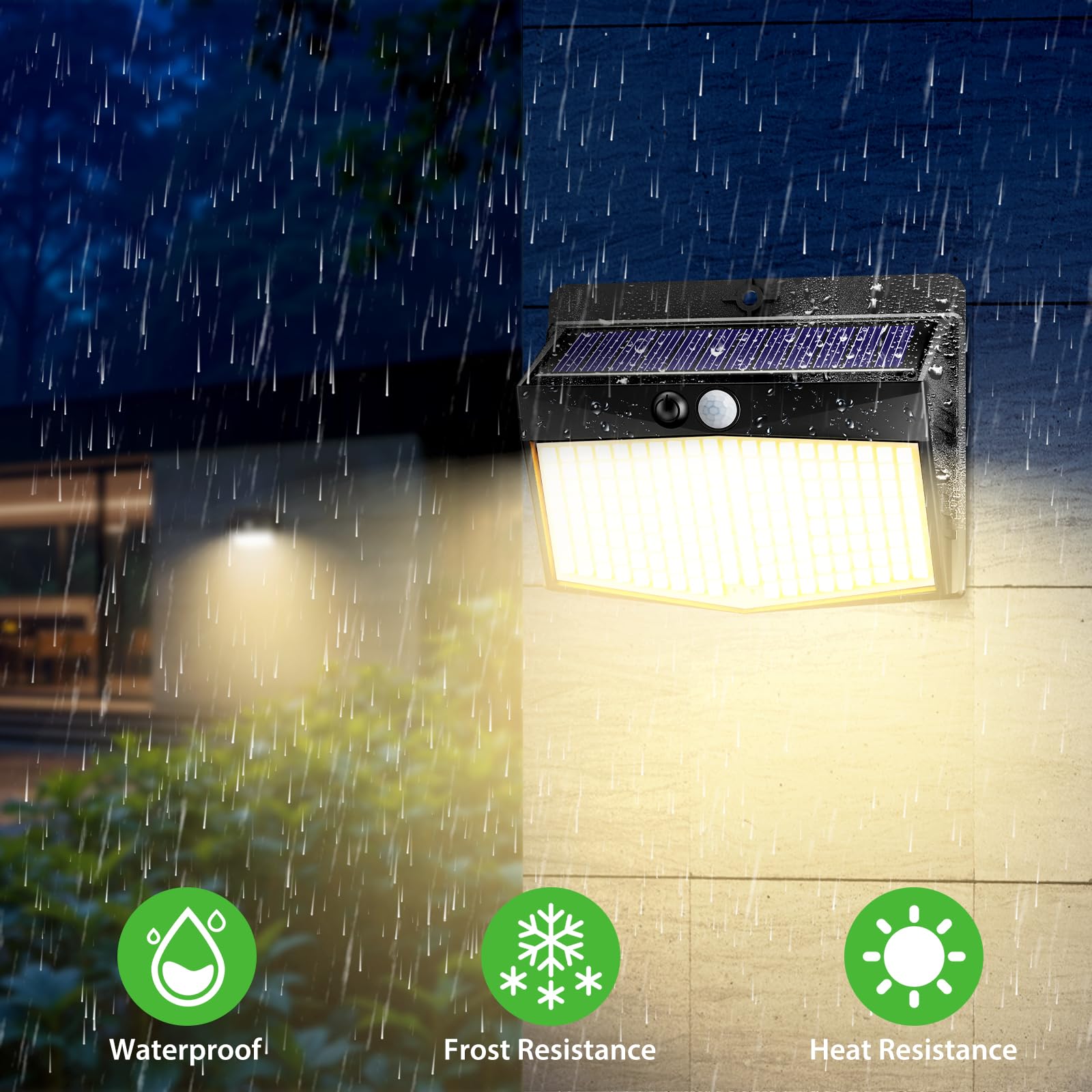 nipify Lot de 6 lampes solaires d'extérieur avec détecteur de mouvement, 3 modes, lampe solaire d'extérieur IP65, 168 LED blanc chaud, lampe solaire d'extérieur pour jardin, garage, cour, mur, clôture