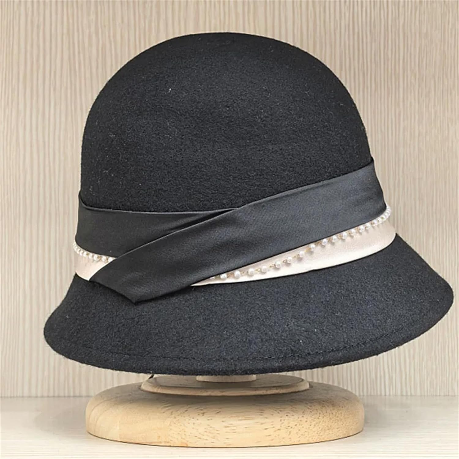 Women's Cloche Fedora Hat s Ribbbon Band Wool Winter Bucket Hat Vintage Party Wedding Bowler Hat