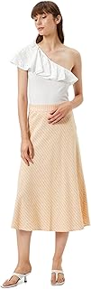 KOTON womens Linen Mix Medium Rise A Line Midi Skirt