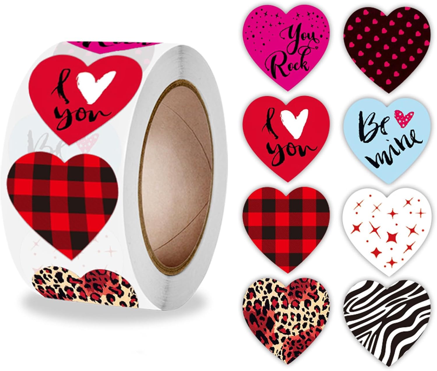 500Pcs Valentines Stickers, Valentines Day Decorations Heart Stickers Envelopes DIY Labels for Adults Decor Anniversaries Wedding Home Party Supplies