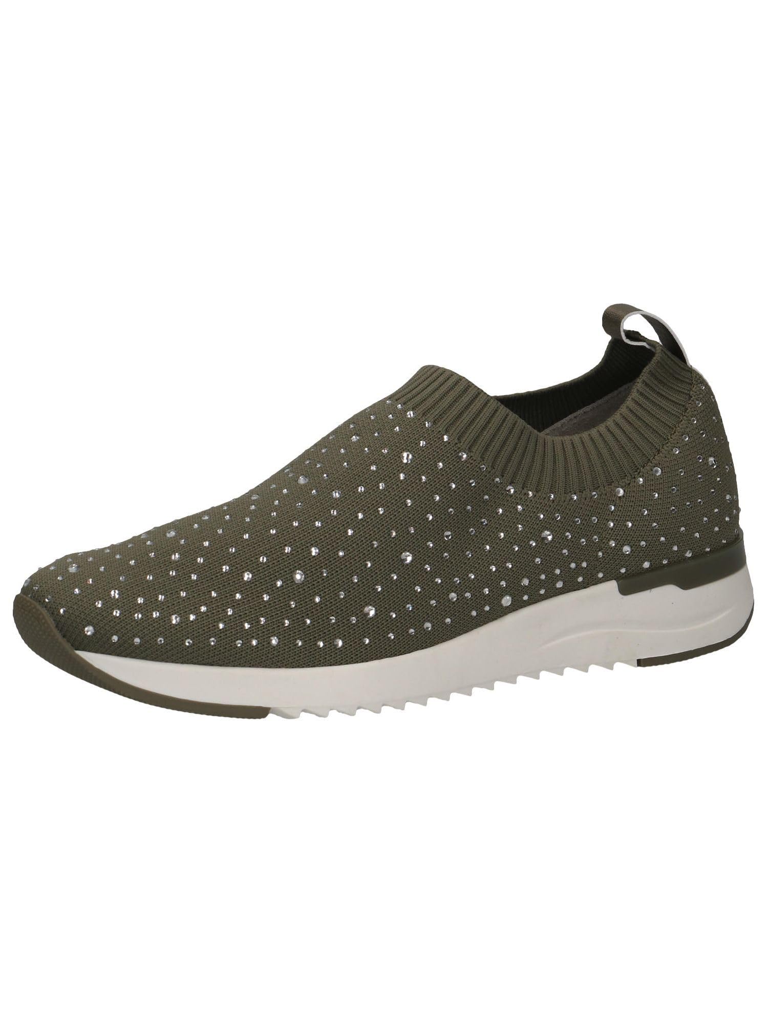 CAPRICE Women's Slip-on Sneakers Without Laces for Slipping on, Green (Cactus Knit), 4 UK