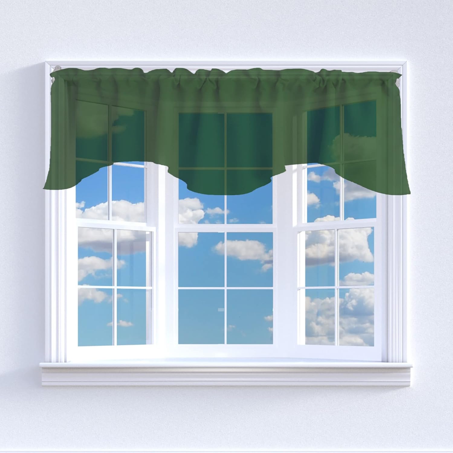 Zen Creative Designs Solid Sheer Organza Scalloped Wave Window Valance Home Décor Bedroom Nursery Kitchen Window (Royal Blue)