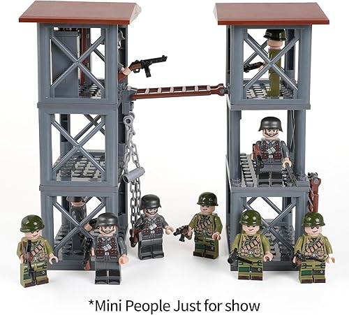Miniatura 4 de WW2 - Juego de bloques de torre de centinela militar (56 unidades). Adecuado para creaciones de bloques militares de niños.