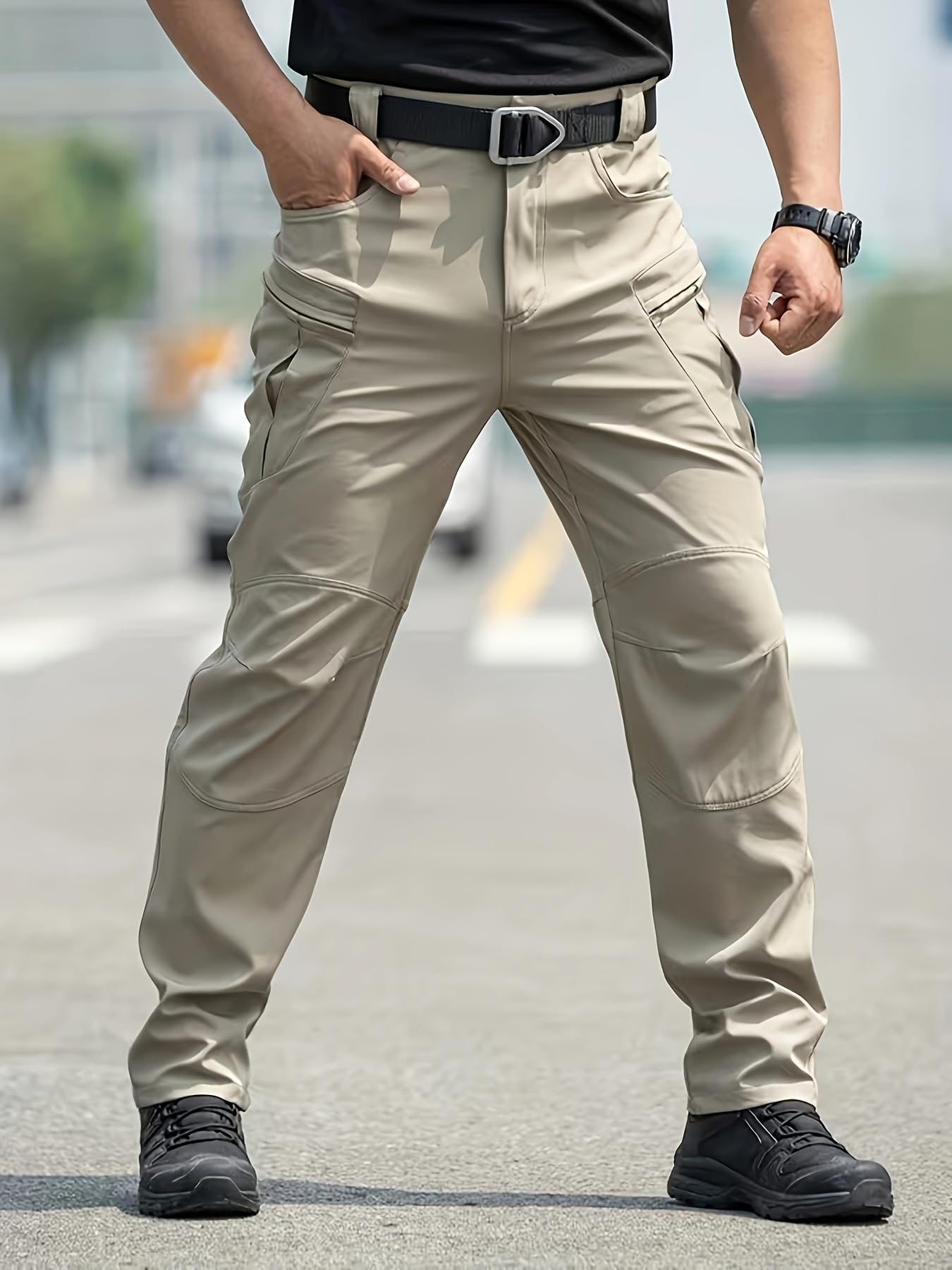 Pantalones cargo para hombre, primavera, otoño, multibolsillos, tela microelástica, resistentes al desgaste, pantalones de senderismo al aire libre — view 3