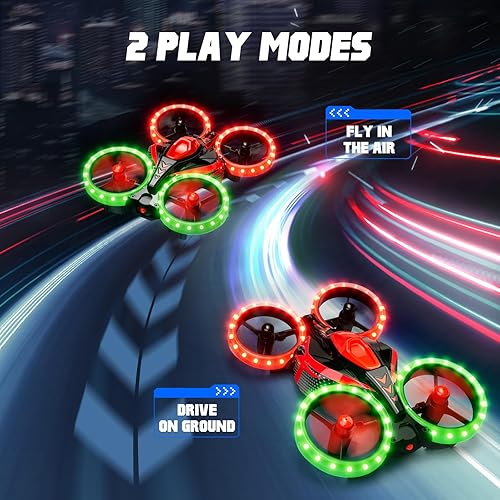Miniatura 7 de TECHVIO Mini dron para niños, 12 modos de luz, giros 3D, retención de altitud, 2 baterías, juguete cuadricóptero para niños y niñas