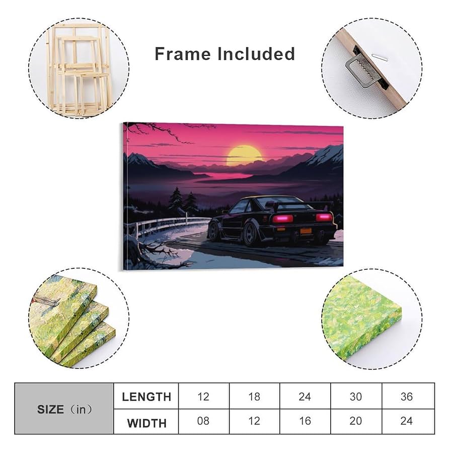 Amazon.com: Japanese Car 180sx Jdm Drift Poster Canvas Wall