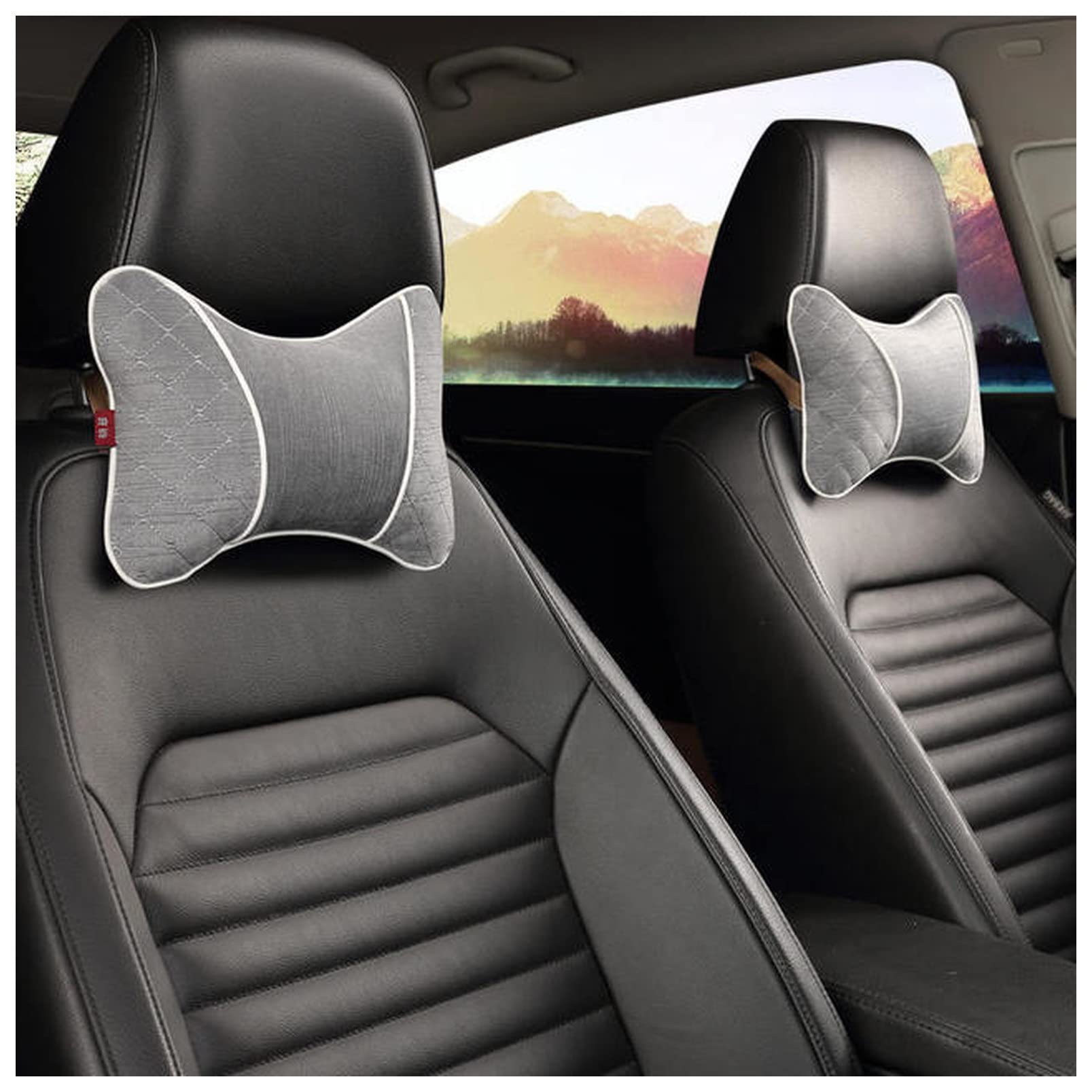 Car Neck Pillow Car Neck Pillow Cushion Headrest Pillow 2PCS Memory Foam Bone Neck Pillow Auto Seat Cover Headrest Neck Pillow Plush Car Neck Support Pillow (Size : A grey 1pair)