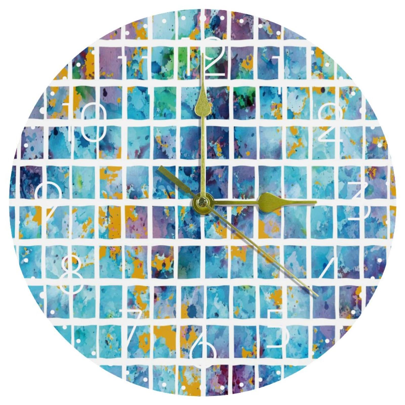 Horloge mosaïque bleue pour salon et chambre moderne en acrylique