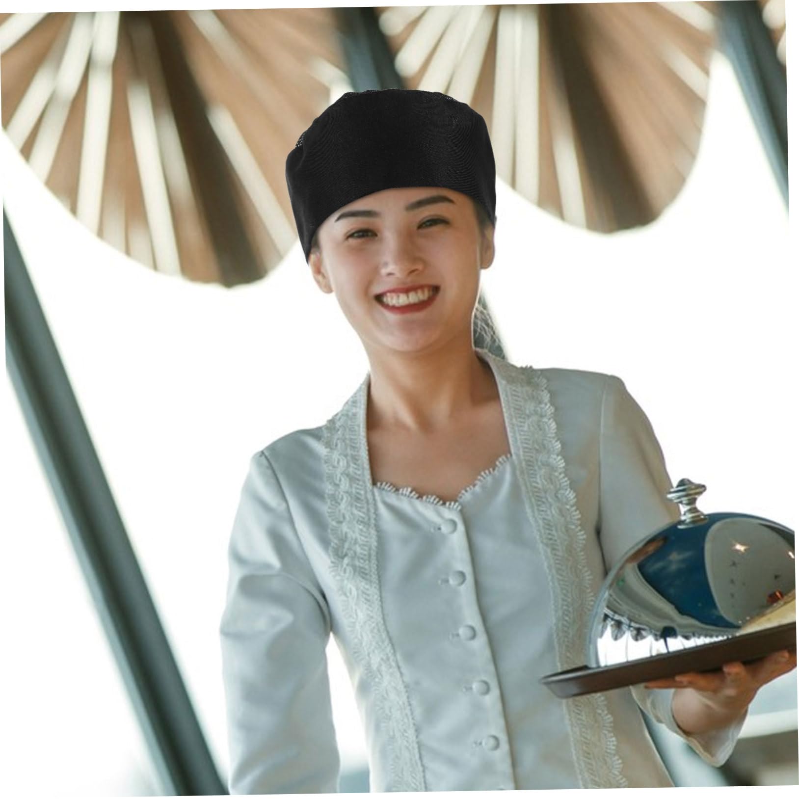 BESPORTBLE 4pezzi Cappello Cuoco Unisex Per Chef e Poliestere Parte in Rete Per Chef e Catering Confortevole e Traspirante
