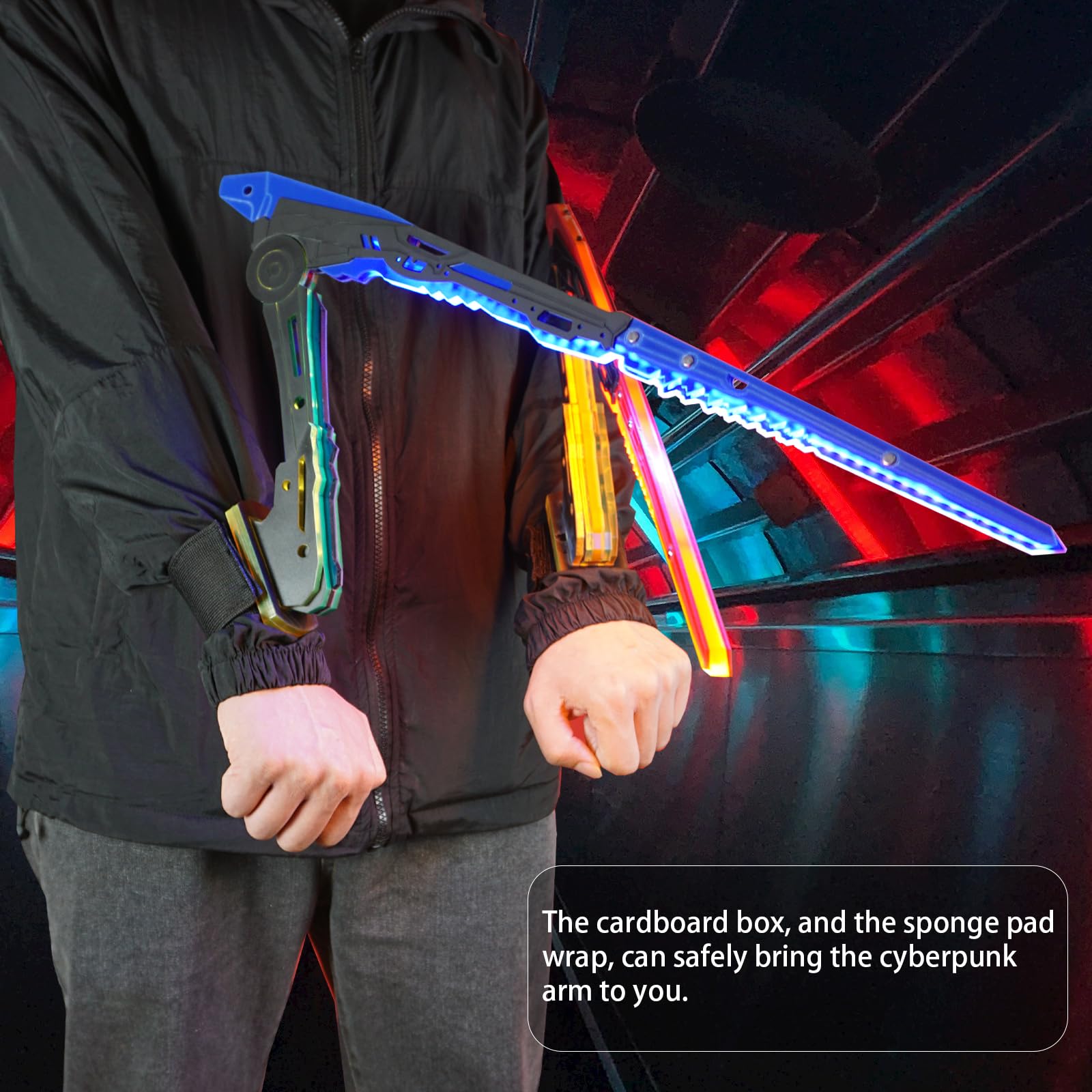 MILRCH Punk arm, Rechargeable LED Lights, Perfect gaming experience, A Must-Have For Any punk Enthusiast: Blue