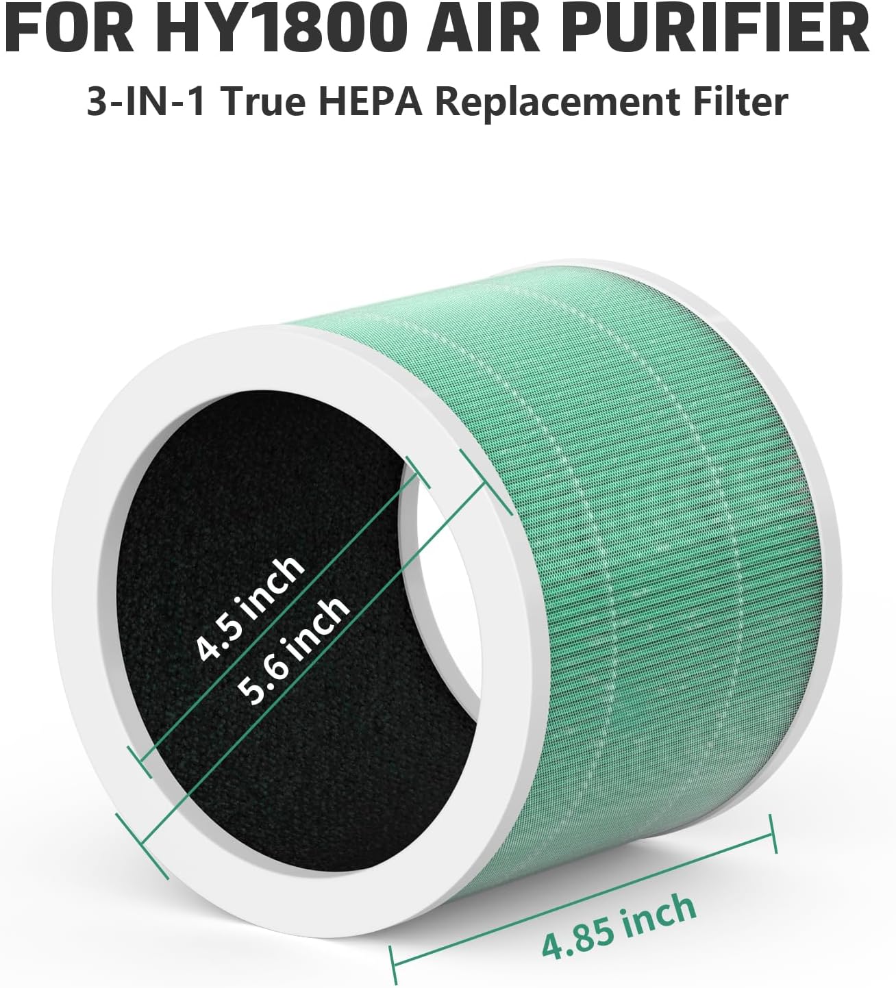 HY1800 Air Purifier Replacement Filter, Compatible with Loytio/AYAFATO/Honeyuan/IOIOW/CHIVALZ/MORENTO HY1800 Purifier, 3-in-1 Filtration, High-Efficiency Activated Carbon, Premium Filter (4 Pack) - Image 4
