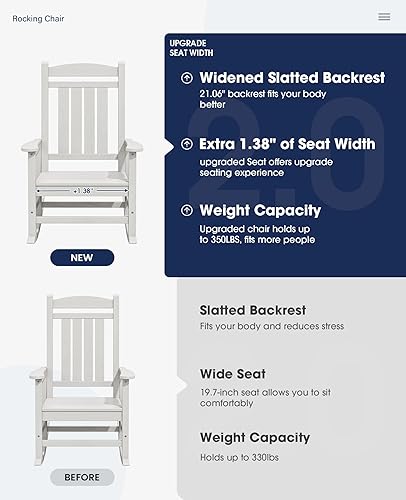 Vista 88 de Kingyes Mecedoras de polietileno de alta densidad para exteriores, sillas mecedoras para patio, deck, soportan hasta 330 libras, azul Azul marino