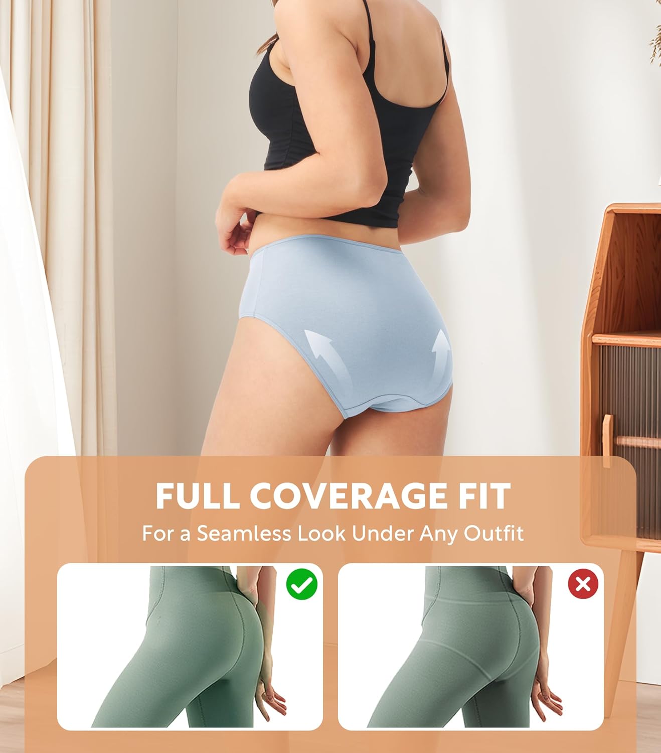 DAVID ARCHY Cotton High Waisted Underwear for Women Tummy Control Panties Full Coverage Briefs 4 Pack Regular & Plus Size - Image 5