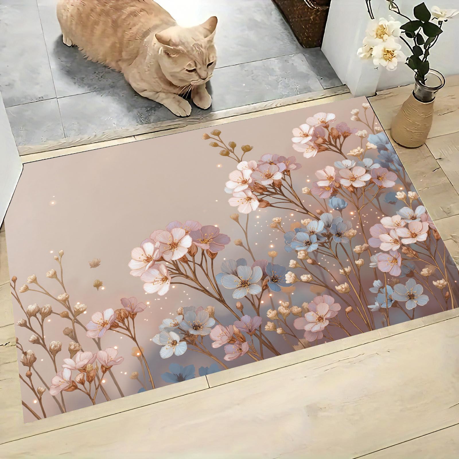 Tapis de luxe plantes de style pastoral onirique aux finitions haut de gamme