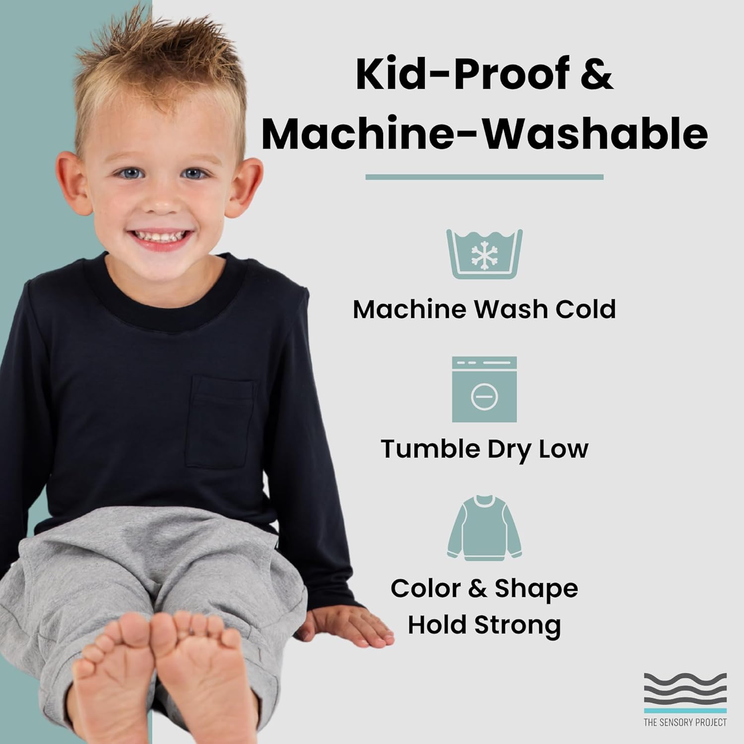 THE SENSORY PROJECT FlexiFeel Long Sleeve Pocket Tee – Sensory Friendly Super Soft Tagless Seamless Cotton Shirt - Image 6