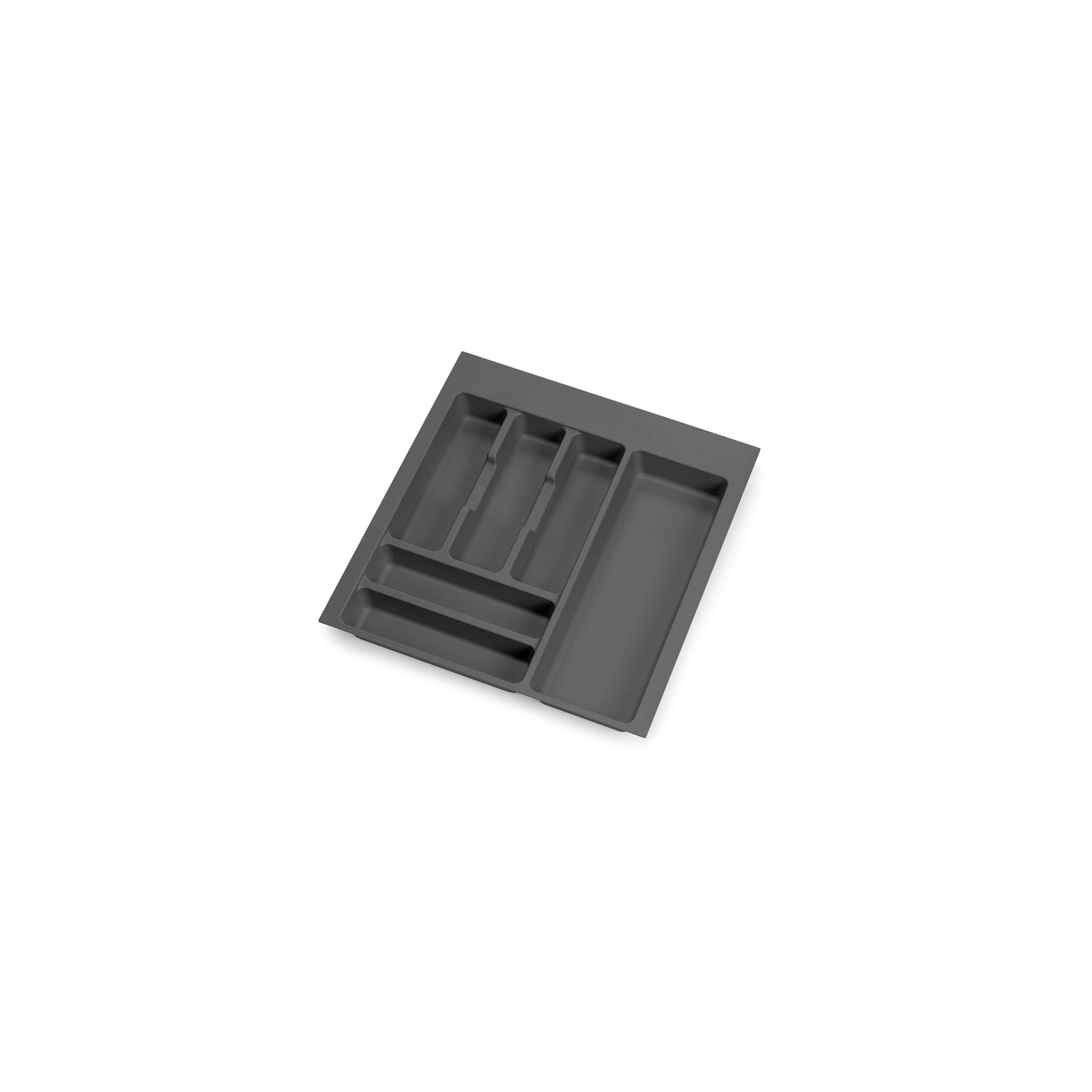 Emuca - Cutlery Organizer, kitchen drawer organizer, cutlery tray, 6 compartments, 50cm module, Plastic, Anthracite Grey