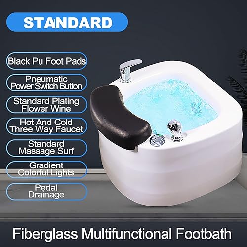 Miniatura 6 de Baño de pies de barril semicircular baño de pies acrílico con pedicura reposapiés Baño de pies temperatura ajustable Cuenco de pedicura