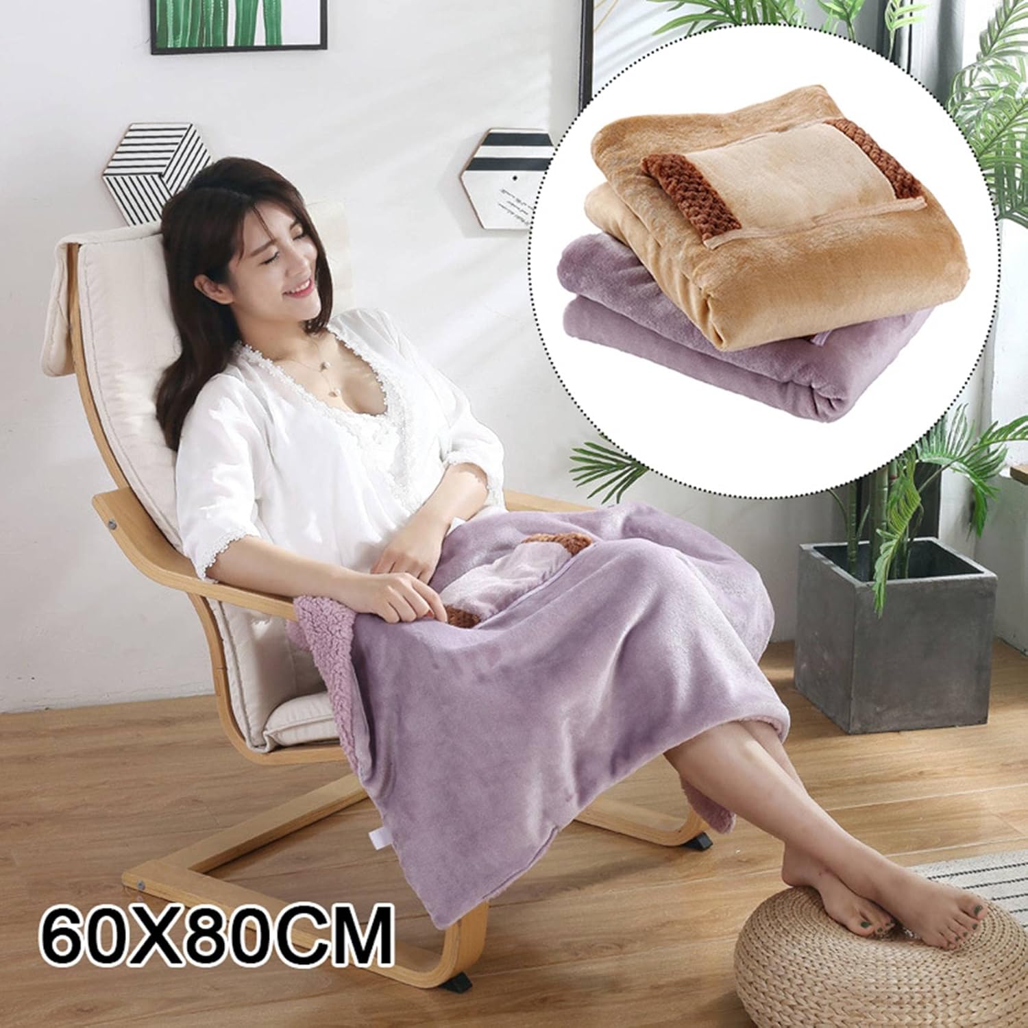 review Hagsnec USB Electric Blanket Heater Bed Soft Thicker Warmer Machine Washable Thermostat Electric Heating Mat (Camel Color)