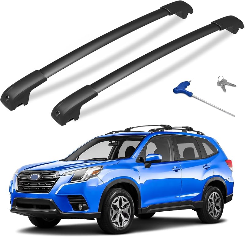 300lbs Lockable Roof Rack Cross Bars Compatible with 2014-2026 Subaru Forester (Not for Wilderness), Aluminum Roof Rails Crossbar for Rooftop Cargo Bars Luggage Kayak Bike Racks | (Not for Wilderness), Lockable Roof Rack Accessories Aluminum Roof Rails Crossbar for Rooftop Cargo Bars Luggage Kayak Bike