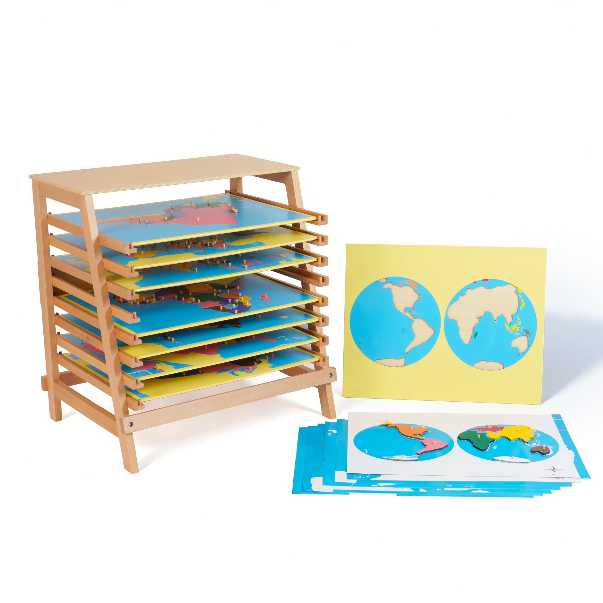 Materiales de geografía Montessori – Mapas del mundo, países continentes, juguetes educativos de madera para preescolar, clases de educación en casa a partir de 3 años (Montessori 8 rompecabezas de
