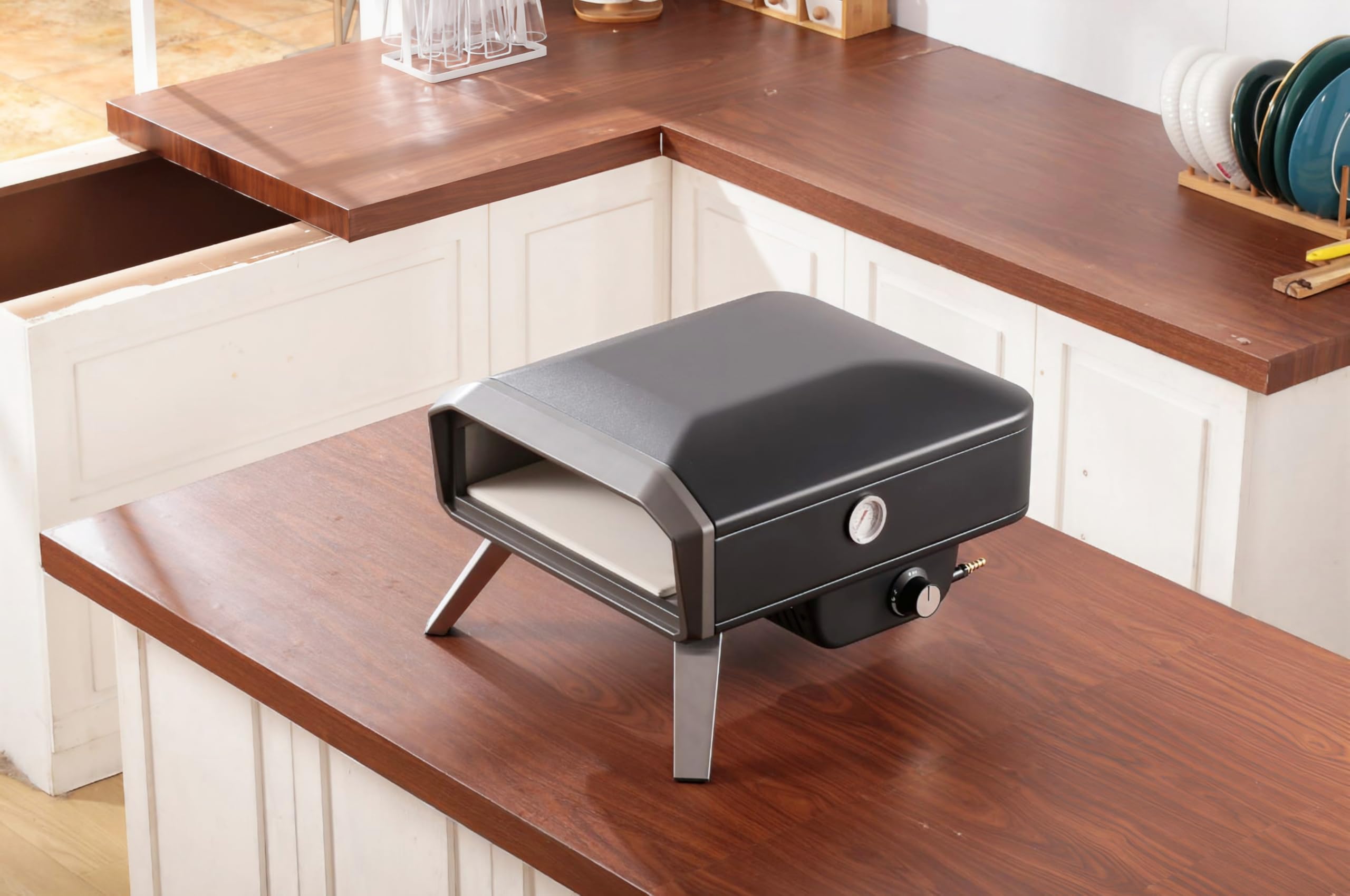 Outdoor Gas Pizza Oven 16 Inch | Portable Stone Pizza Maker | Countertop Baking Oven for Outdoor Cooking-picture-51