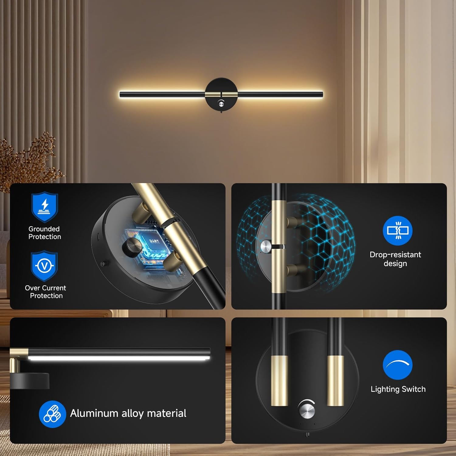 Wall Sconces with 360°DIY Independently Rotatable Lamp,10000mAh Rechargeable Battery Operated,Wireless Magnetic Wall Lights with Remote,RGB Colors&Dimmable,Wall Decor for TV/Mirror,Bedroom,Staircase