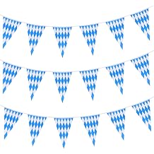 CHRORINE 99 Feet Oktoberfest Pennant Banner Bavarian Bunting Flags, Oktoberfest Decorations Party Supplies, German Party, October Festival Decorations Blue and White