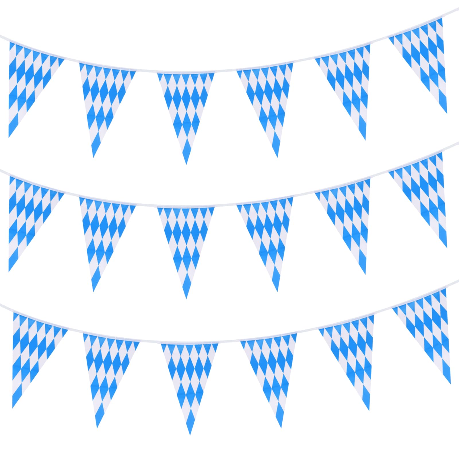 CHRORINE 99 Feet Oktoberfest Pennant Banner Bavarian Bunting Flags, Oktoberfest Decorations Party Supplies, German Party, October Festival Decorations (Blue and White)