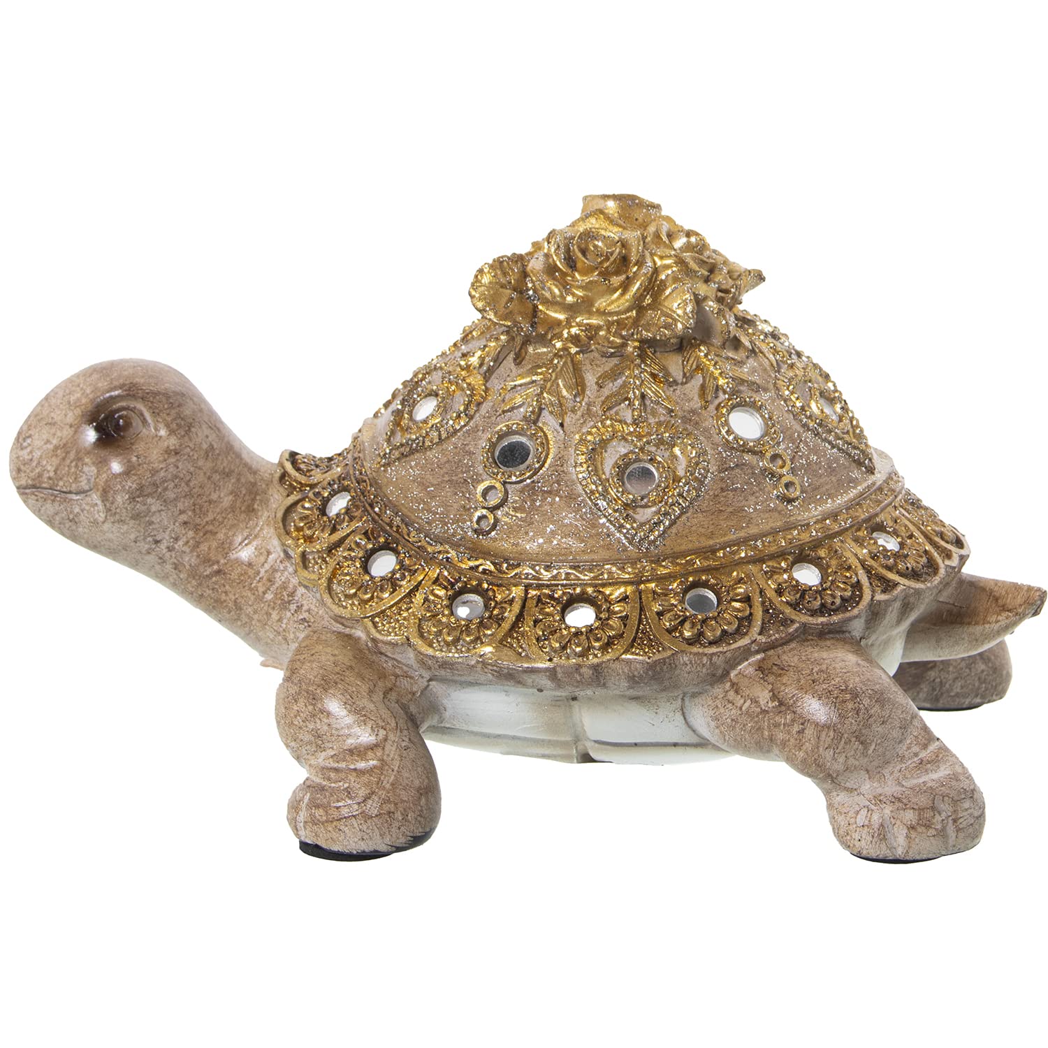Tortue déco marron dorée idéale pour sublimer un salon moderne
