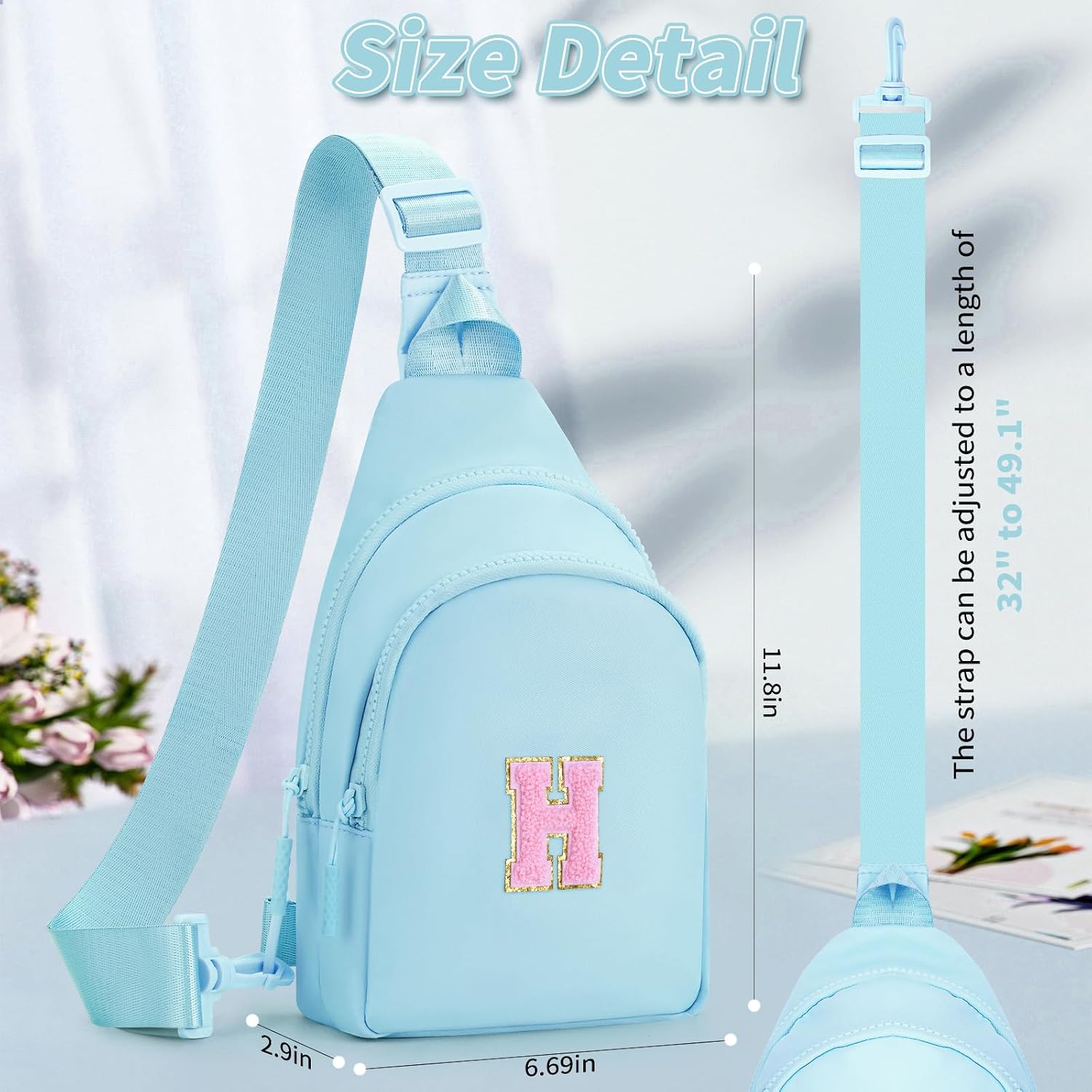 Gifts for Teen Girls Kids,Crossbody Initial Bag Purse Blue,H image 5