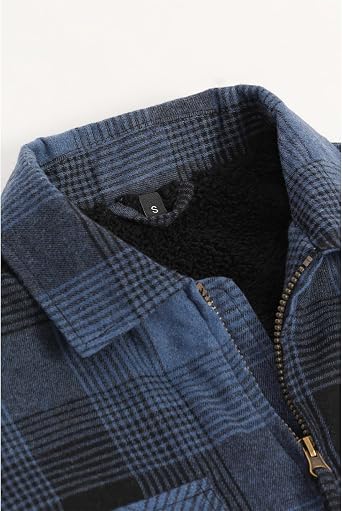 ZENTHACE Men's Sherpa Lined Full Zip Plaid Flannel Jacket