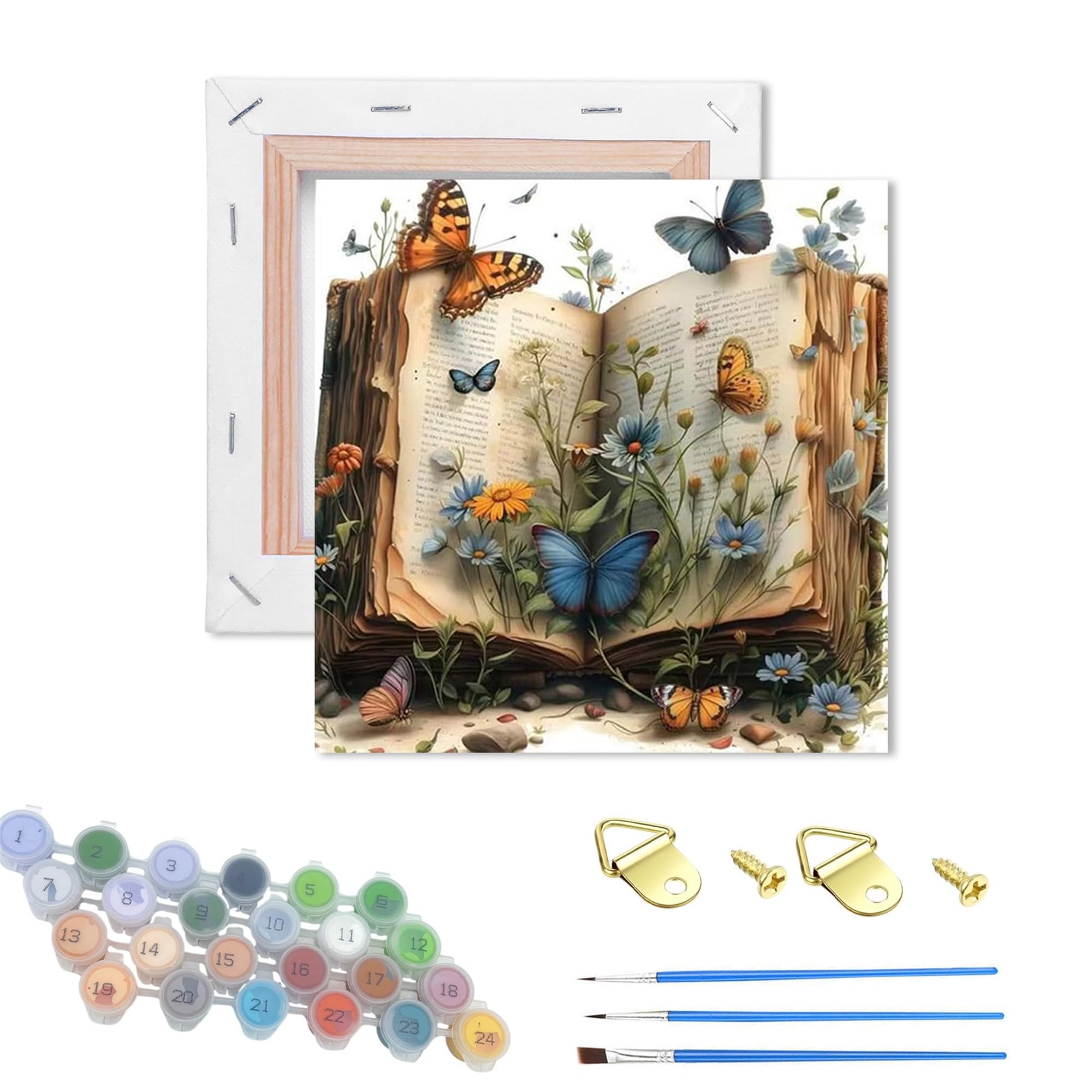 Nanjdian Book Framed Paint By Number For Adults,Wooden Framed Painting Kits On Canvas Diy,Acrylic Color By Numbers For Adult Beginner,Gifts Decor For Home Wall Room (Book)