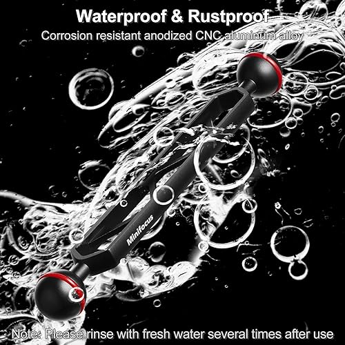 Miniatura 9 de MINIFOCUS Soporte de bandeja de mango de cámara subacuática y brazo de extensión de aleación de aluminio de doble bola de 8 pulgadas