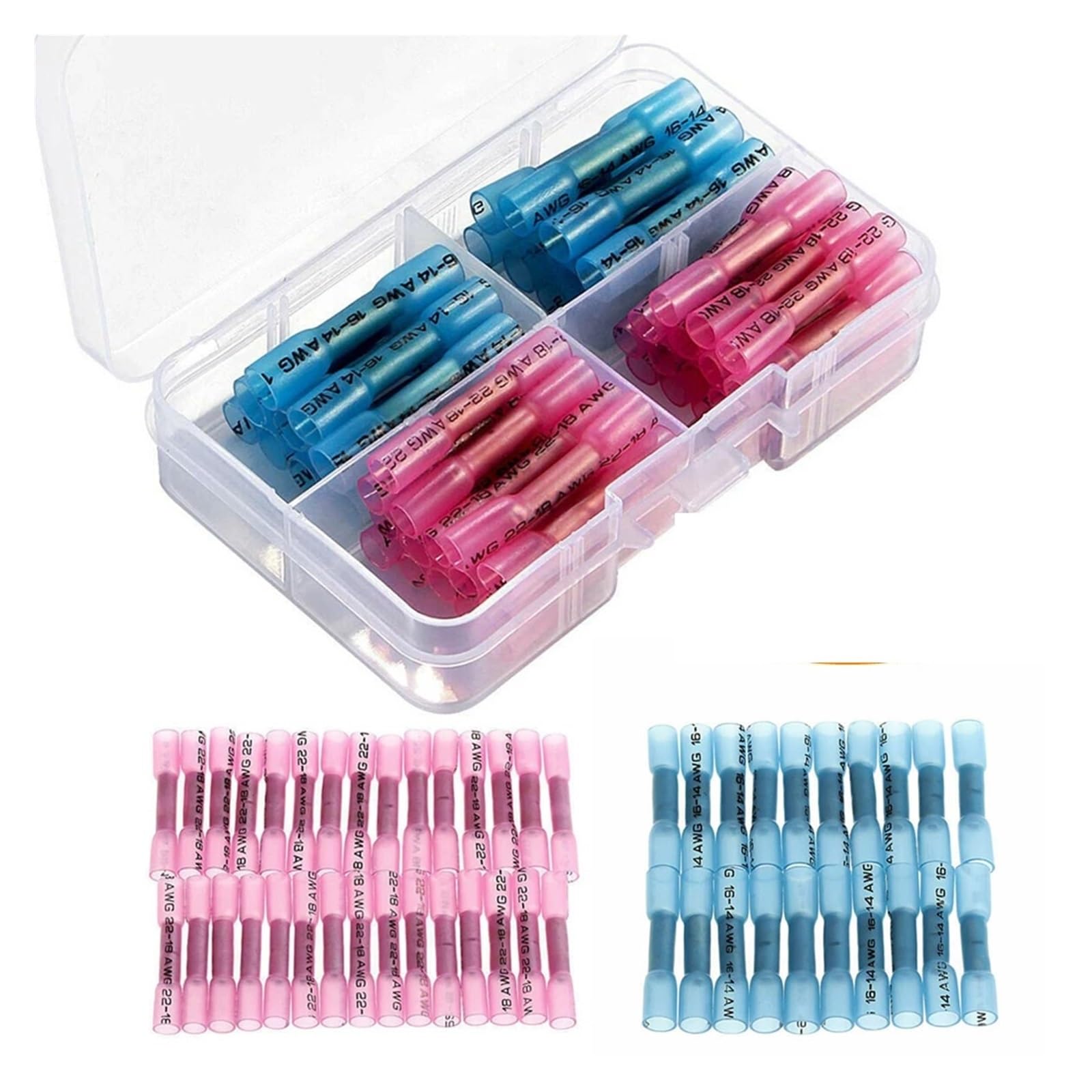 DSZUJTYROP 50PCS Seal Heat Shrink Butt Connectors Kit Insulated Crimp Terminal For Automobile Marine 22-14 AWG