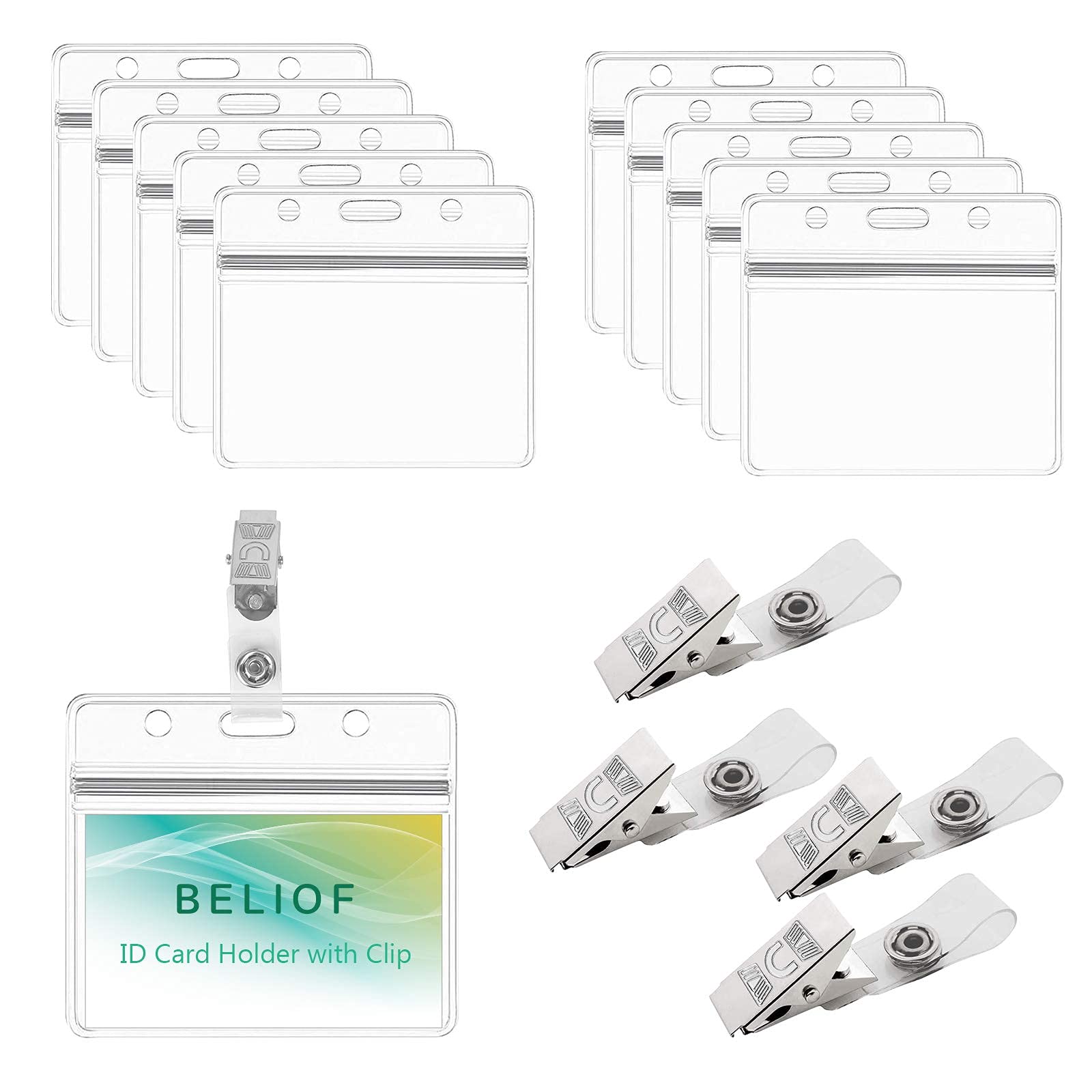Buy BELIOF 50 Sets ID Badge Holder Plastic Card Holder Name Badges with