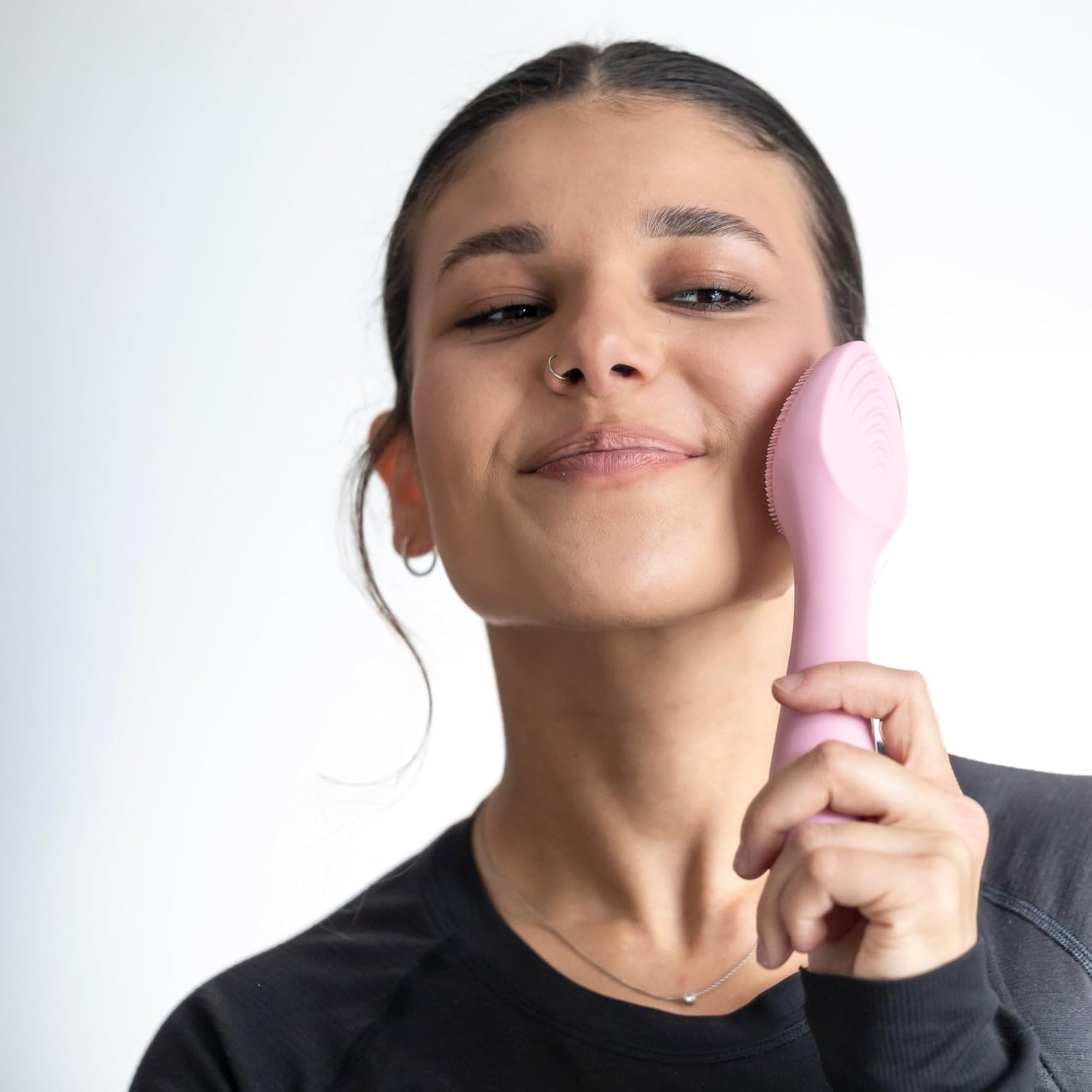 Pop Sonic Spade Facial Cleansing Device - Facial Massager to Cleanse, Massage & Infuse - Soft Silicone Bristles w/ 12,000 Vibrations Per Minute - Waterproof Face Brush Cleanser