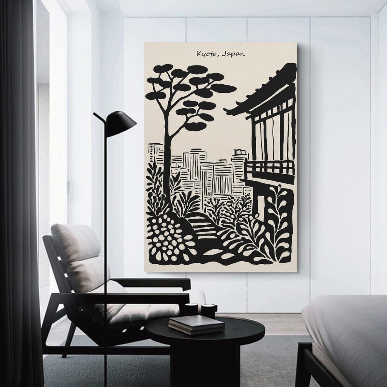 Junmoney Wall Picture Print Kyoto, Japan Illustration, 24x36inch(60x90cm), for Living Room, Lounge Or Sitting Room, Modern Wall Decor for Cosy Interiors