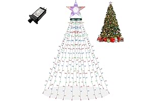 Christmas Tree Lights with Star Tree Topper: 400 LED Star Topper