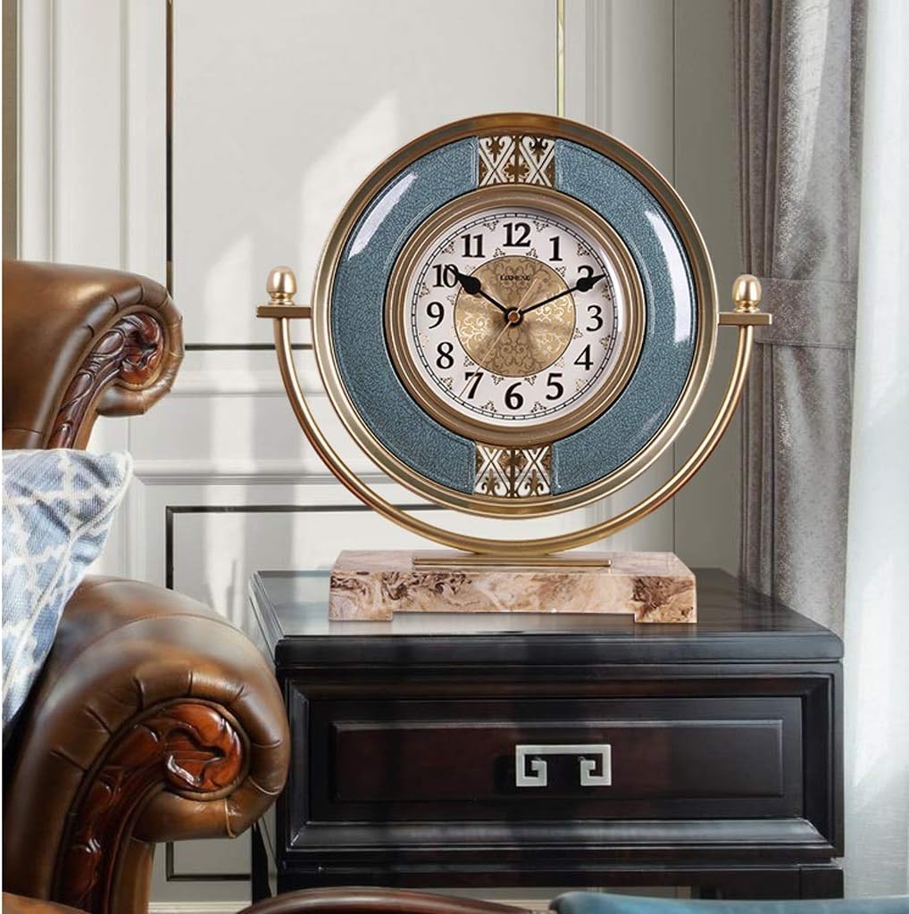 Desk Clock Living Room Old-Fashioned Ornaments European Classic Fashion Household Desktop Clocks Bedroom Mute Simple Desktop Desk Clocks Table Clock (Color : A)