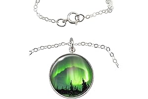 Aurora Borealis Polar Lights Aurora Polaris .925 Sterling Silver Necklace