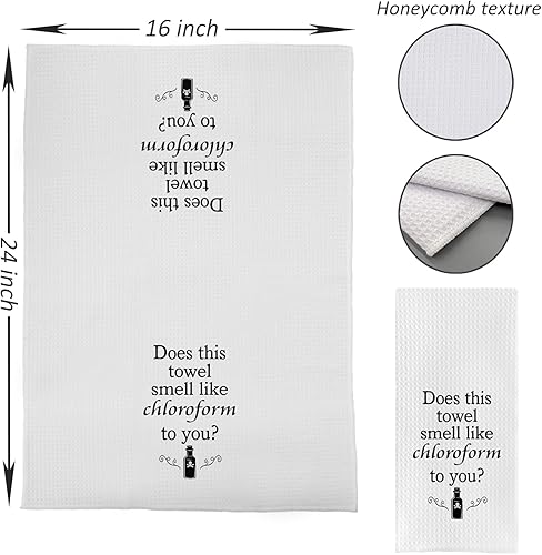 Miniatura 4 de DOTAIN Divertidas toallas de mano de baño, esta toalla huele a cloroformo para ti Toalla de cocina con tejido de gofre, divertidas toallas de mano