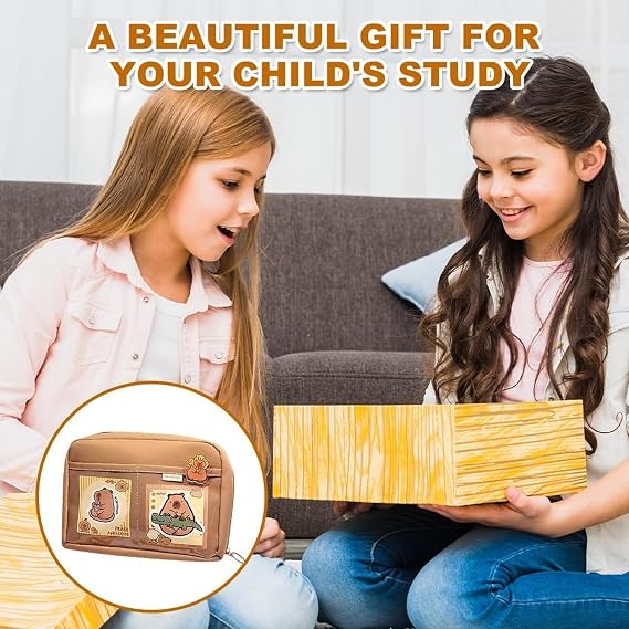 Capybara Stationery Set, 21-Piece Cute Capybara Pencil Case with Accessories, Multi-Compartment School and Office Organizer, Ideal Gift for Students and Artists