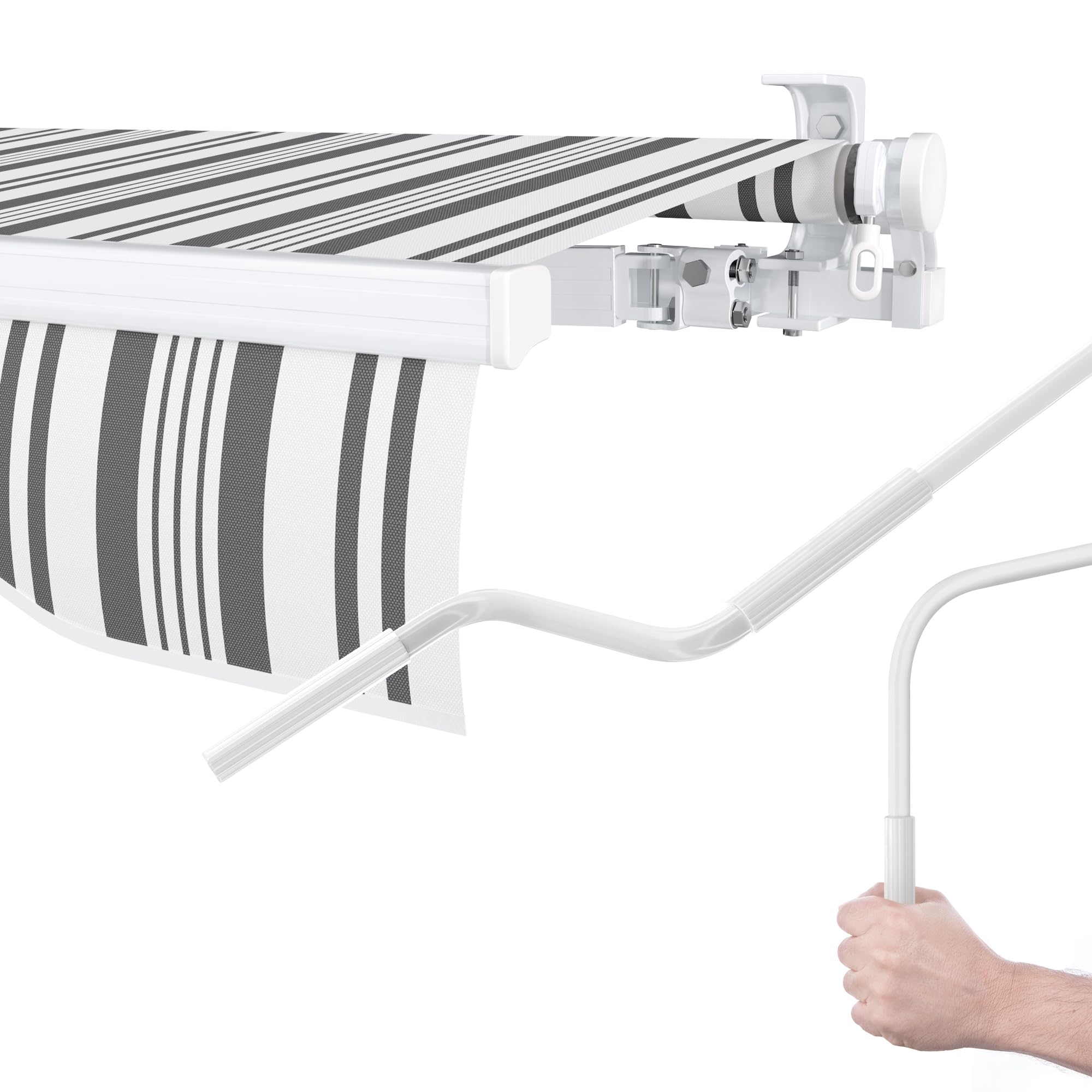paramondo Gelenkarmmarkise Easy Balkonmarkise Sonnenschutz Terrasse, Multistreifen Grau-Weiß